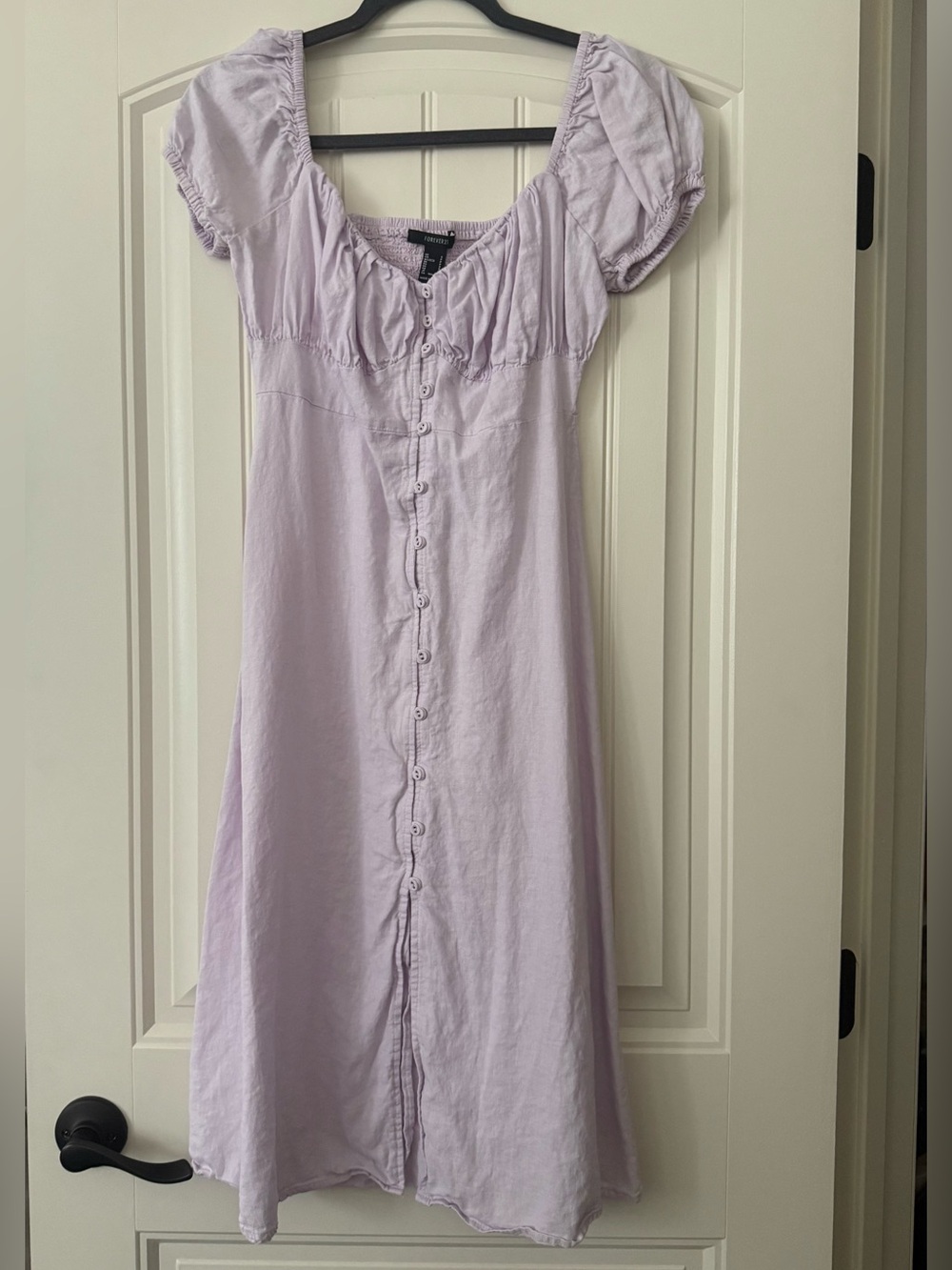 Forever 21 Lavender Linen Button-Front Midi Dress